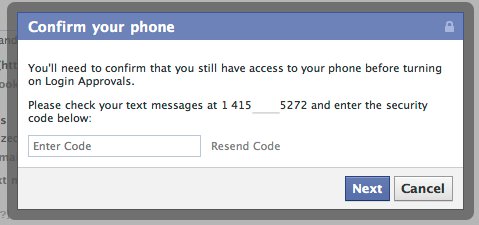 Facebook Login Approvals, Optional Two-Factor Authentication