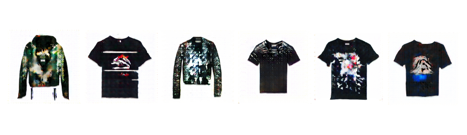 This example shows a series of fashion designs created by generative networks.