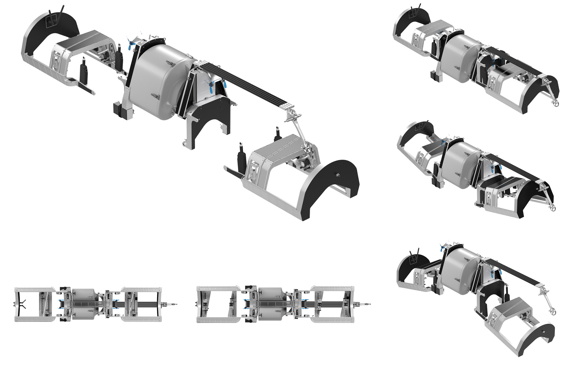 Robot subsystems used in aerial fiber deployment system